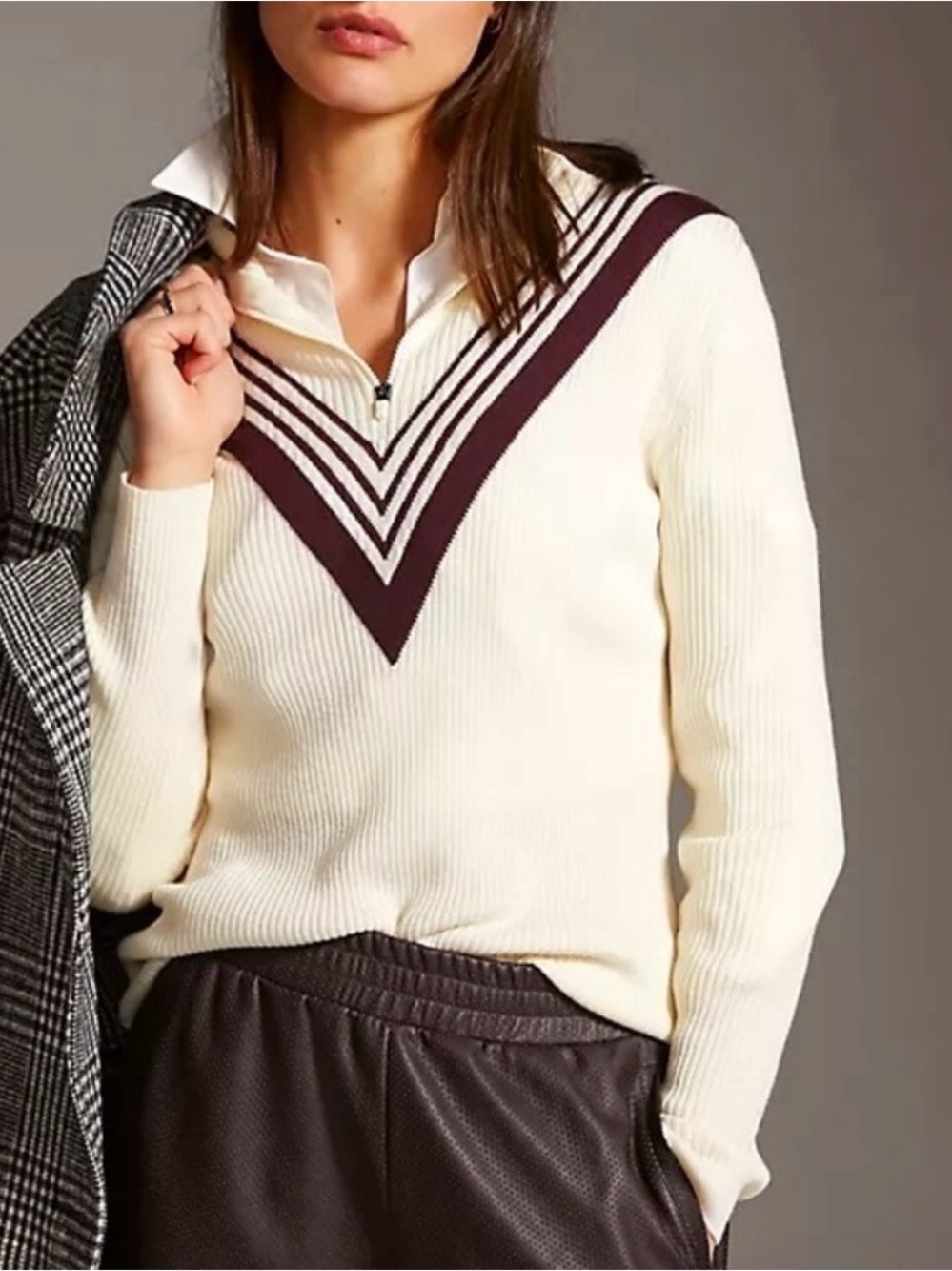 Sweaty Betty London Betty Merino Wool Midlayer 1/4 Zip Ribbed Sweater Sz S (4-6)